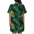 thumbnail image 6 of Fotbe Peacock Feathers2 Print Pajama Set for Women 2 Piece Loungewear Short Sleeve Tops and Shorts Set Soft Sleepwear-XX-Large, 6 of 7