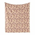 thumbnail image 1 of Floral Soft Flannel Fleece Throw Blanket, Delicate Exotic Oriental Flowers Blooming on Tree Branches Print, Cozy Plush for Indoor and Outdoor Use, 70" x 90", Dark Magenta Pale Peach, by Ambesonne, 1 of 6
