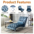 thumbnail image 5 of HOMEFUN Blue Modern Tufted Velvet Chaise Lounge for Living Room with 1-Bolster Pillow and solid Acrylic legs, 5 of 6