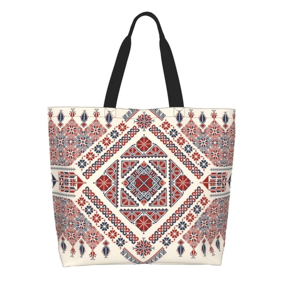 Easygdp Fashion Tatreez2 Tote Bags for Women,Women Travel Shoulder Bags Handbags，Big Capacity Shopping Work Bag