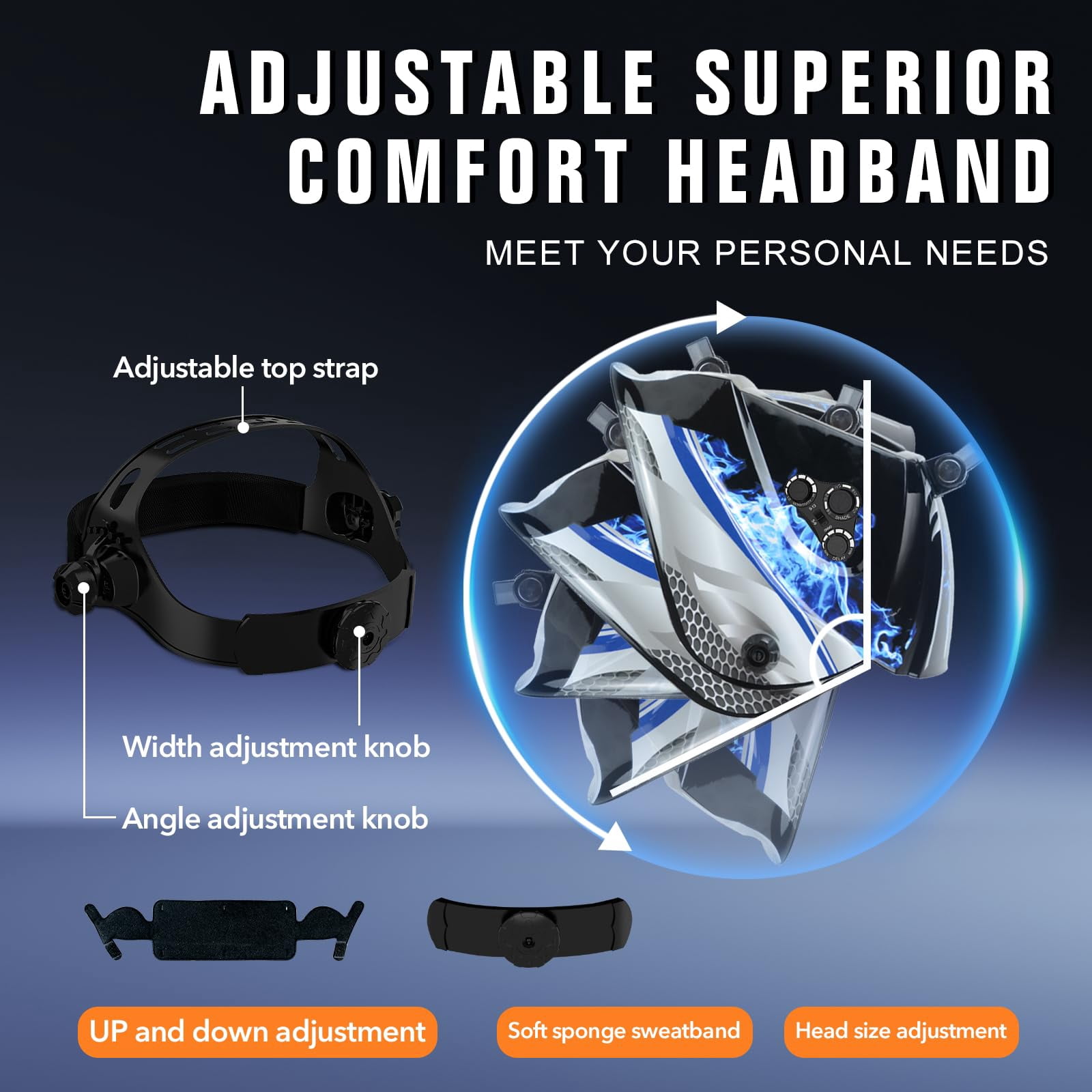 TRQWH Welding Helmet Auto Darkening Large Viewing True Color Solar Powered Welding Mask with 4 Arc Sensor Adjustable Wide Shade Range 4~5-8/9-13 Welder Mask with Grinding