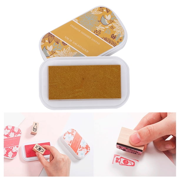 Almohadillas de tinta Color metálico de alta capacidad DIY Estampación manual de tinta Artesanía par de madera(Rocket Golden Red) sello de almohadilla Spptty Útiles escolares de oficina