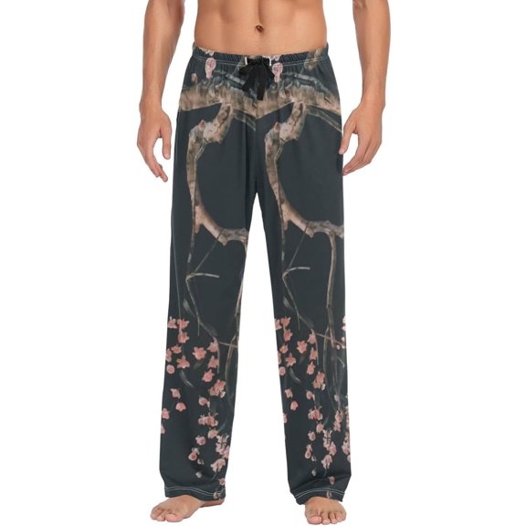 Beautiful Tree Flowers Ghost Pajama Pants, Men's Lounge Pants Light with Drawstring and Pockets, Christmas New Year Birthday Father's Day Gifts, Medium