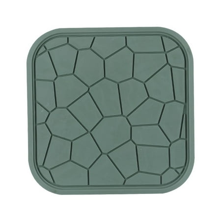 

Grofry Dish Mat Eye-catching Anti-Scratch Rubber Anti-scalding Insulation Place Mat for Home Green Square