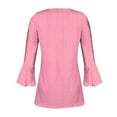 thumbnail image 4 of Aofany Women's Long Sleeve Henley Shirt Casual Button Up Tunic Tops Pleated Waist Flared Cropped 3/4 Sleeve Blouse, 4 of 4