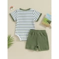 thumbnail image 4 of Bslissey Baby Boys Girls Shorts Set 3M 6M 9M 12M 18M Short Sleeve Striped Print Romper with Elastic Waist Shorts 2Pcs Outfits Newborn Infant Summer Casual Clothes, 4 of 9