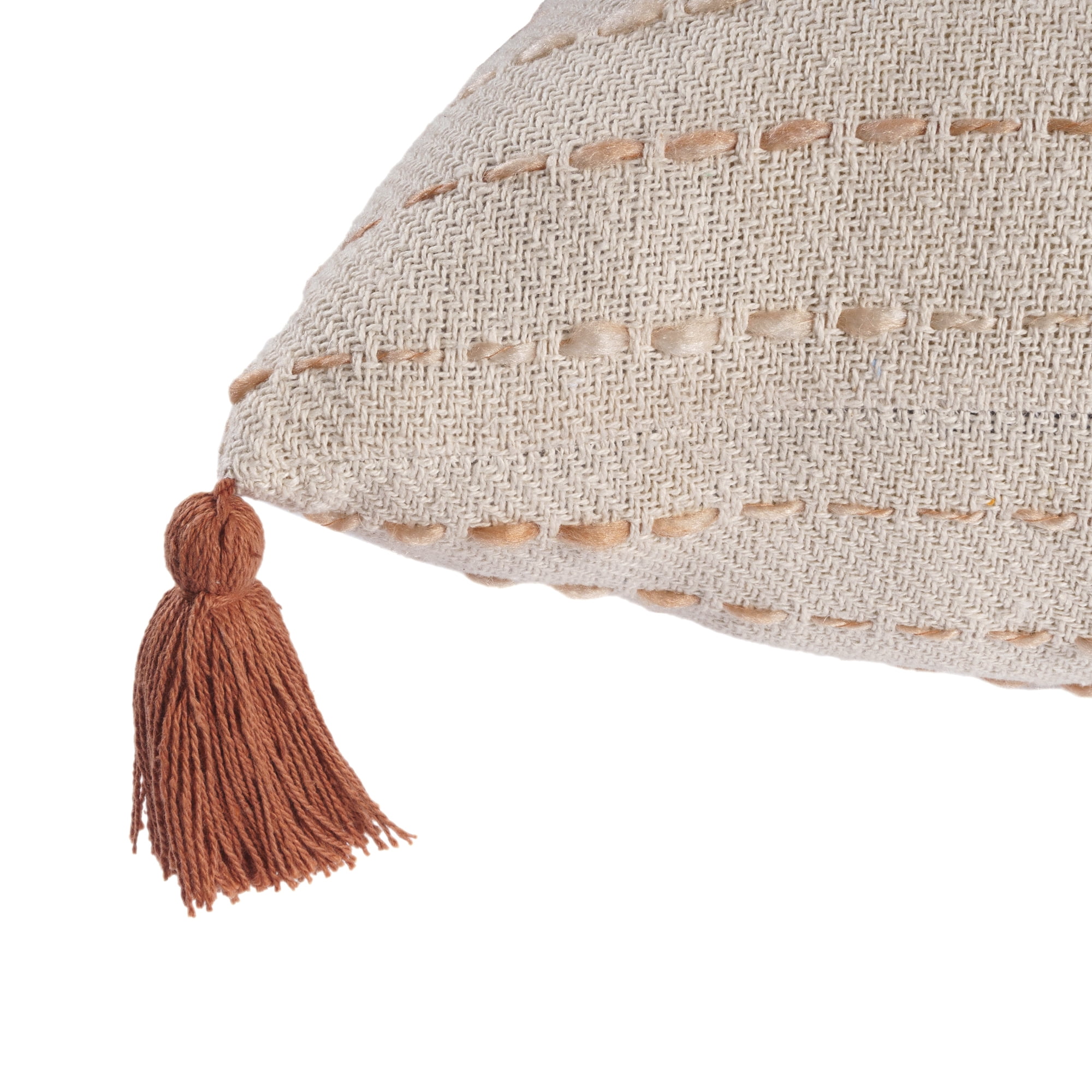 Ox Bay Emma 20" x 20" White/Brown Striped Cotton Blend Adult Decorative Throw Pillow Cover