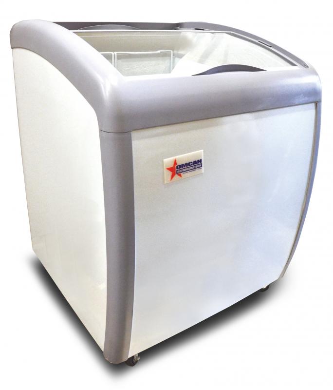 OMCAN 31455 26INCH ICE CREAM DISPLAY CHEST FREEZER WITH CURVE GLASS