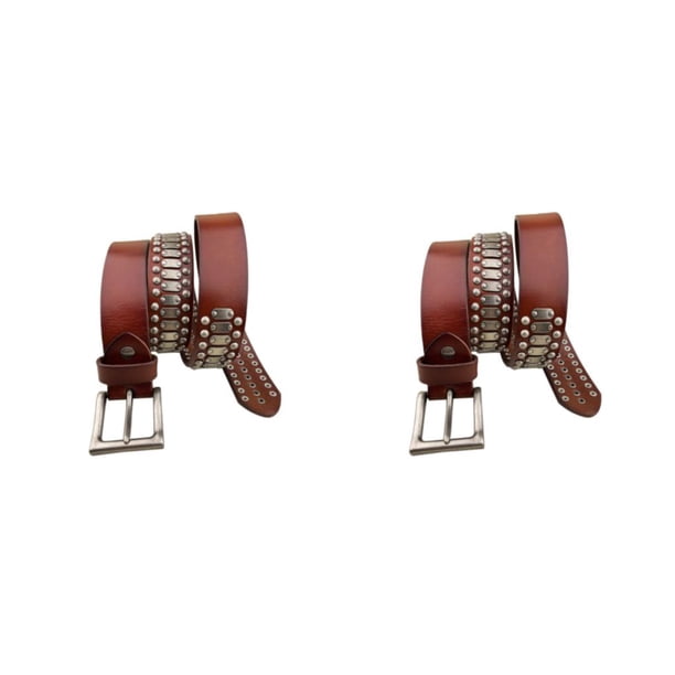 Sonducket La apariencia de PU con un cinturón de moda para hombres irradia confianza Cinturón con remaches estilo punk rock de amplia Type2 NO2
