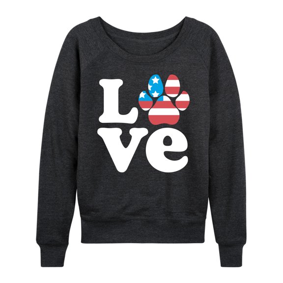Instant Message - Love America Paw - Women's Lightweight French Terry Long Sleeve Shirt