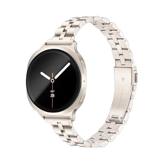 xixishop Slim Metal Band for Samsung Galaxy Watch 8 Band 40mm 44mm/Galaxy Watch 8 Classic Band 46mm Women Men, Stainless Steel Dressy Thin Replacement Strap for Samsung Watch 8 Bands-Starlight