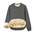 thumbnail image 2 of Aricy Sweatshirts for women plus size Fleece Lined Fall Tops Winter Long Sleeve Thickened Warm Crewneck Solid Color Pullover Winter Clothes, 2 of 5