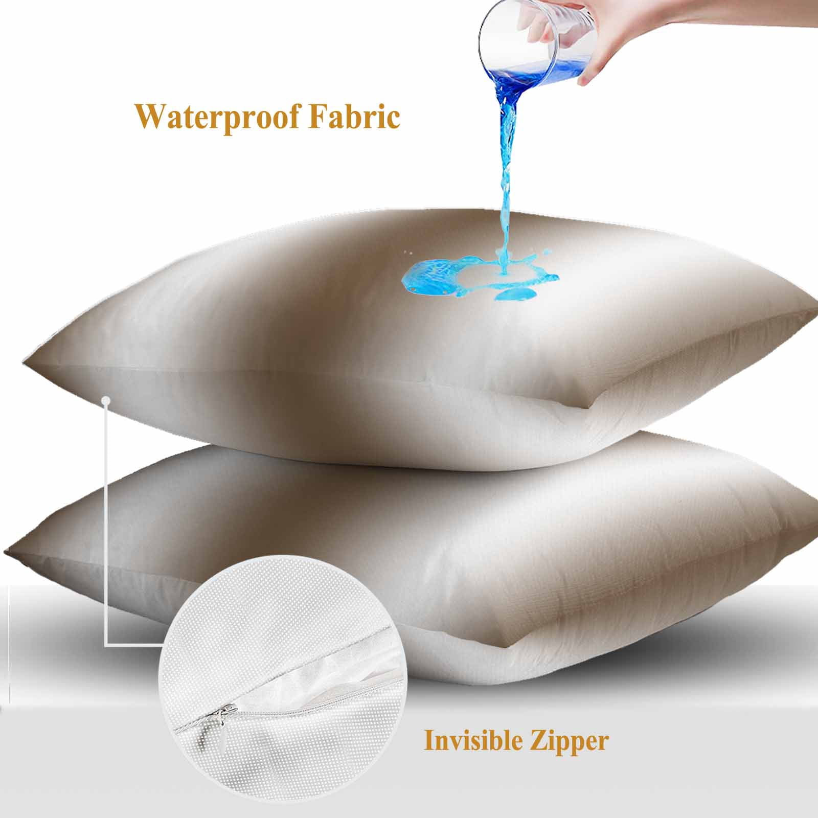 Brown White Ombre Throw Pillow Covers 18x18 Inch Set of 2, Abstract Art Modern Brown Gradient Waterproof Outdoor Pillow Covers, Decorative Cushion Pillowcases for Couch, Sofa, Bed, Garden, Patio