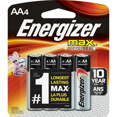 Energizer Max Alkaline AA Batteries, 4 Pack