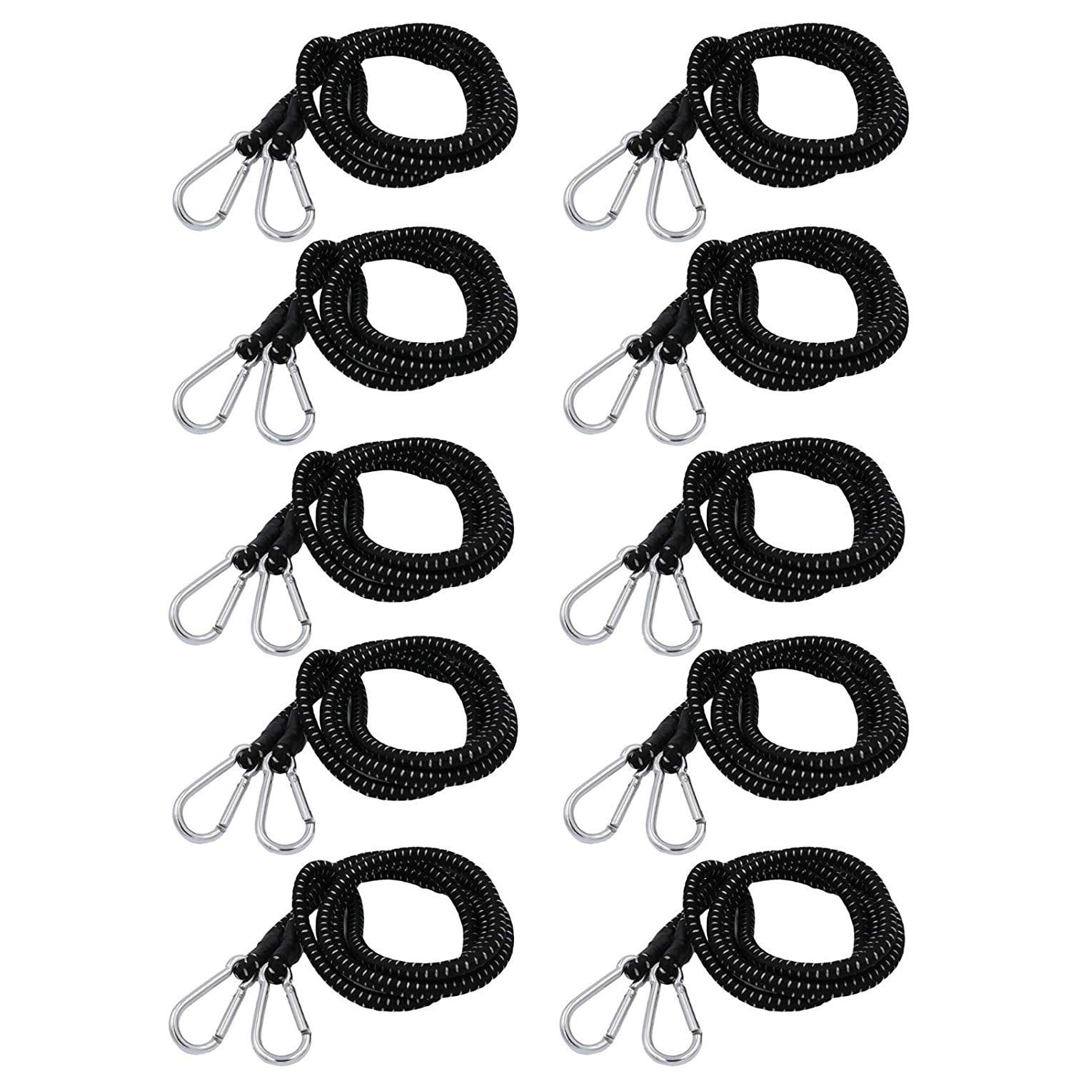 72” Bungee Strap with Aluminium Carabiners Hook Tie Down Fastener Holder 