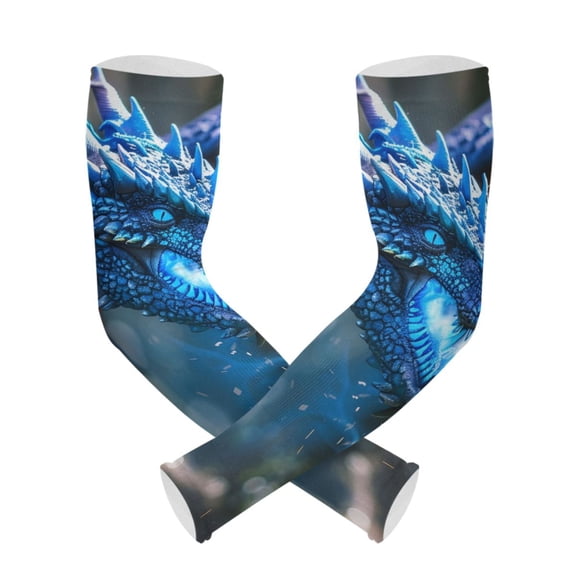 ALAZA A Dragon with Flames UV Sun Protection Arm Sleeves UPF 50 Compression Cooling Sleeve 1 Pair