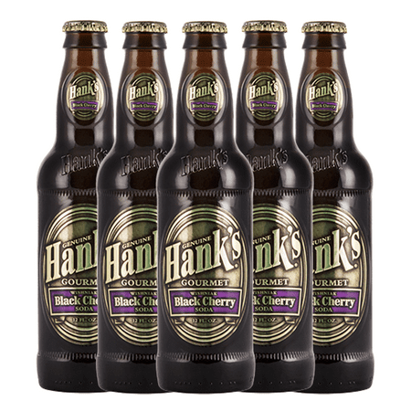 Hank's Genuine Gourmet Black Cherry Soda, 12 fl oz Bottles – Premium Craft Soda with Bold, Creamy Flavor – Made with Wishniak Cherries, Pack of 5