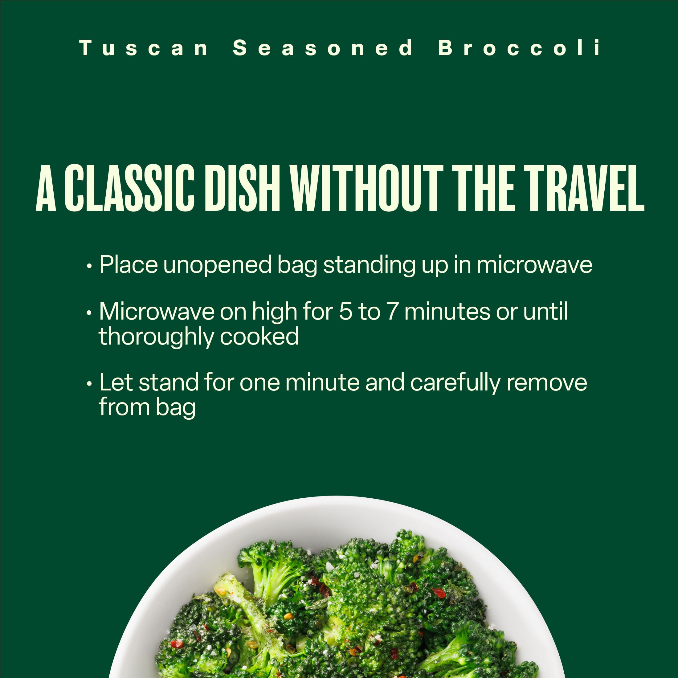 Green Giant Simply Steam Tuscan Seasoned Broccoli, 9 oz Bag (Frozen Vegetables)