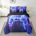 thumbnail image 2 of jejeloiu Game Console Twin Bedding Sets 7-Piece,Gamer Gaming Bedding Comforter Set,Purple Splatter Ink Sheet Sets For Boys Girls,Breathable Bedroom Decorative Reversible, 2 of 8