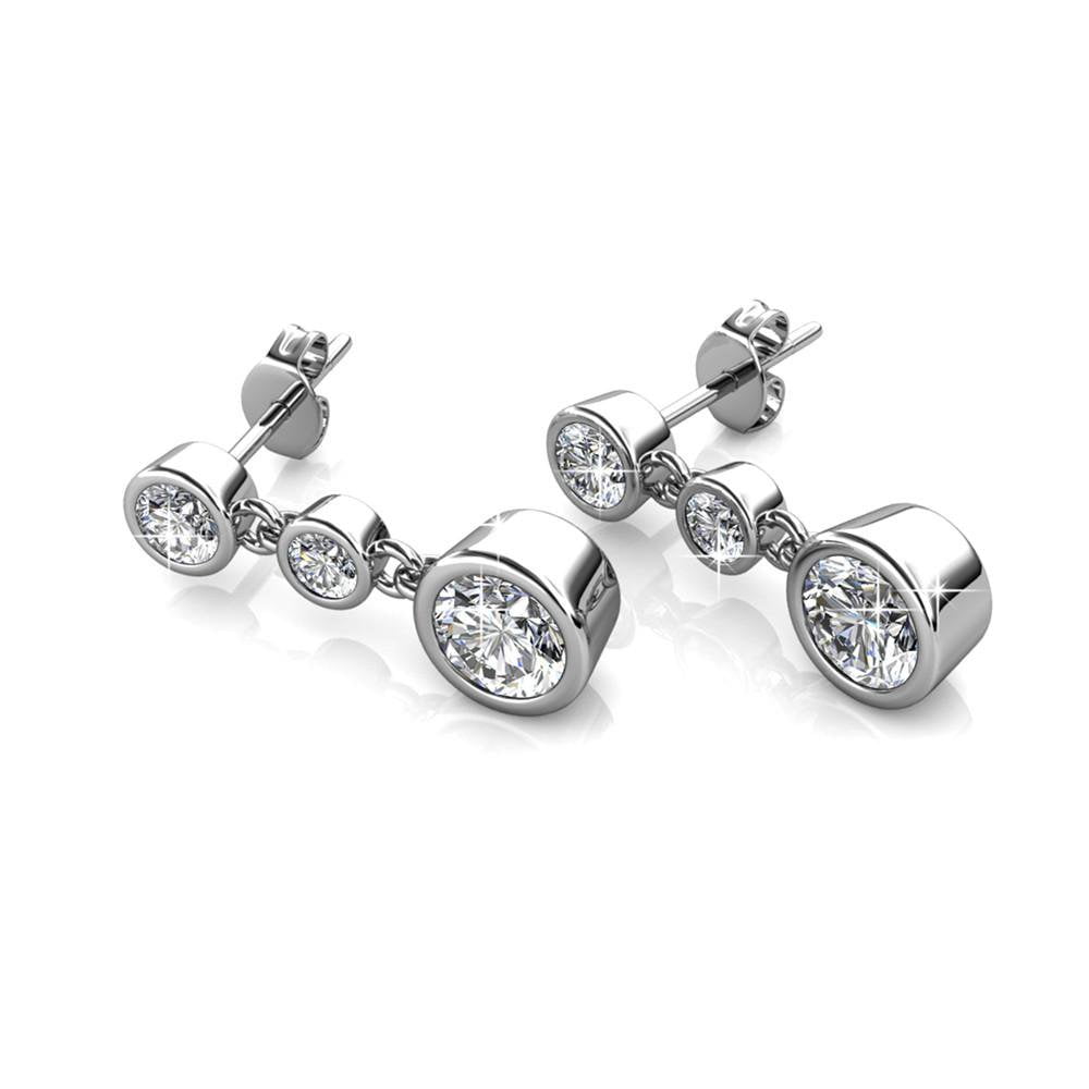 Cate & Chloe Bailey 18k White Gold Plated Dangle Earrings with Swarovski Crystals, Gift for Women