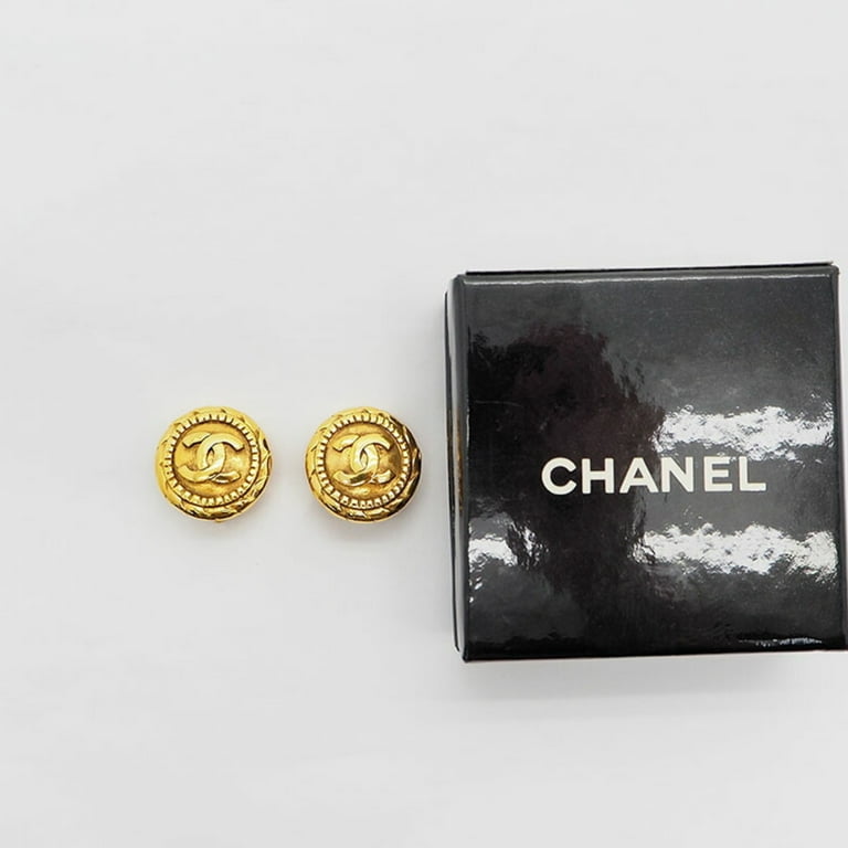 Pre-Owned CHANEL round coco mark earrings gold medium size (Good) 