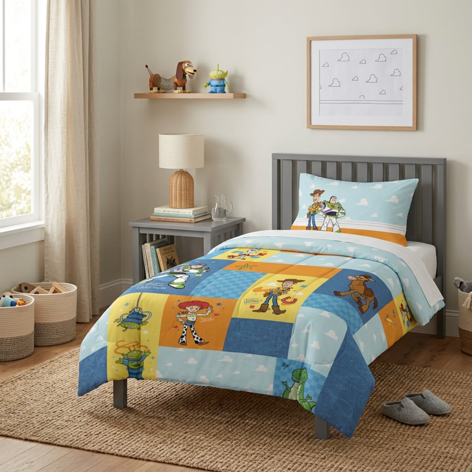 Toy Story Patchwork 2-Piece Kids Reversible Comforter and Pillowcase Set, Multicolor, Twin/Full