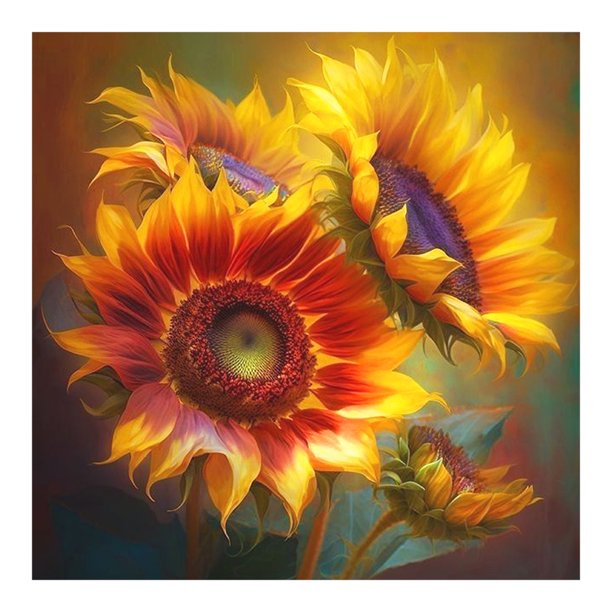 Cuadros Decorativos 5D bricolaje taladro redondo completo diamante pintura girasol Kit decoración del hogar arte artesanía Wdftyju de costura negro 4 estilos