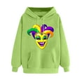 thumbnail image 3 of VBTAPA Mardi Gras Hoodies for Women Carnival Mask Graphic Print Hooded Sweatshirt Drawstring Pullover Hoodie with Kangaroo Pocket Lightning Deals Today Green XXL, 3 of 6