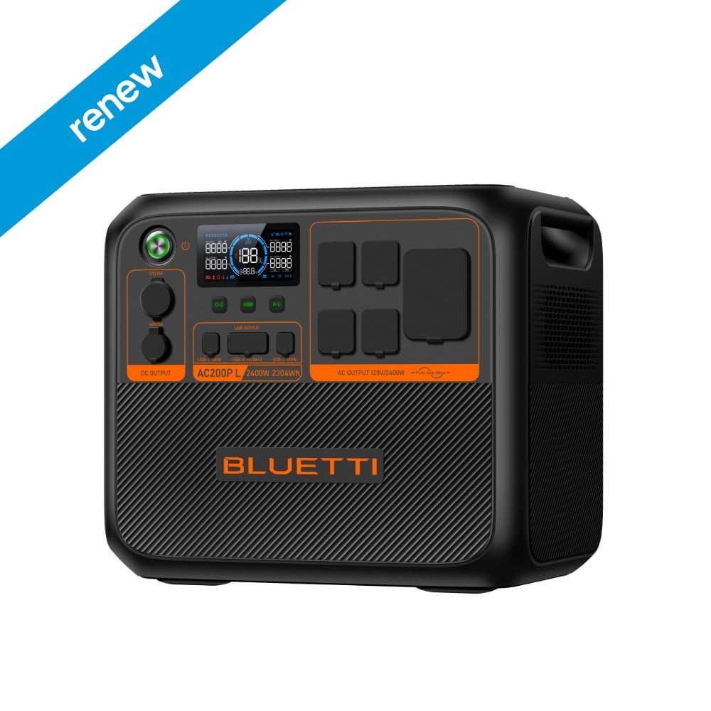 Restored BLUETTI AC200PL Portable Power Station 2304Wh LiFePO4 Battery, 2400W AC Outlets, Expandable to 8448Wh, Solar Generator for RV Camping Home,Refurbished