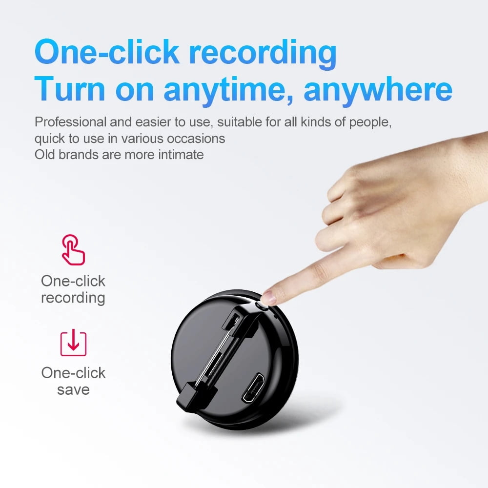 32GB Mini Digital Voice Recorder One-click Recording Micro Brooch Sound Recorder -384Hours 192kbps 120mah Professional Long Distance Voice Recorder MP3 Player