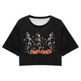 thumbnail image 3 of Women Halloween Skeleton T Shirts Funny Cute Pumpkin Short Sleeve Crop Tops Fall Trendy Crewneck Relaxed Fit Workout Tees Z006-Black XL, 3 of 3