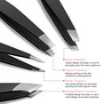 thumbnail image 5 of 4 Pcs Tweezers Set, Stainless Steel Hair Removal Makeup Tool, Gift, Black, 5 of 7