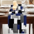 thumbnail image 3 of Table Runners 90 Inches Long Dress Scarves, Navy Blue Black Geometric Farmhouse Coffee/Dining/Kitchen Table Runner for Living Room, Modern Abstract Art Block 13x90 Inch, 3 of 9