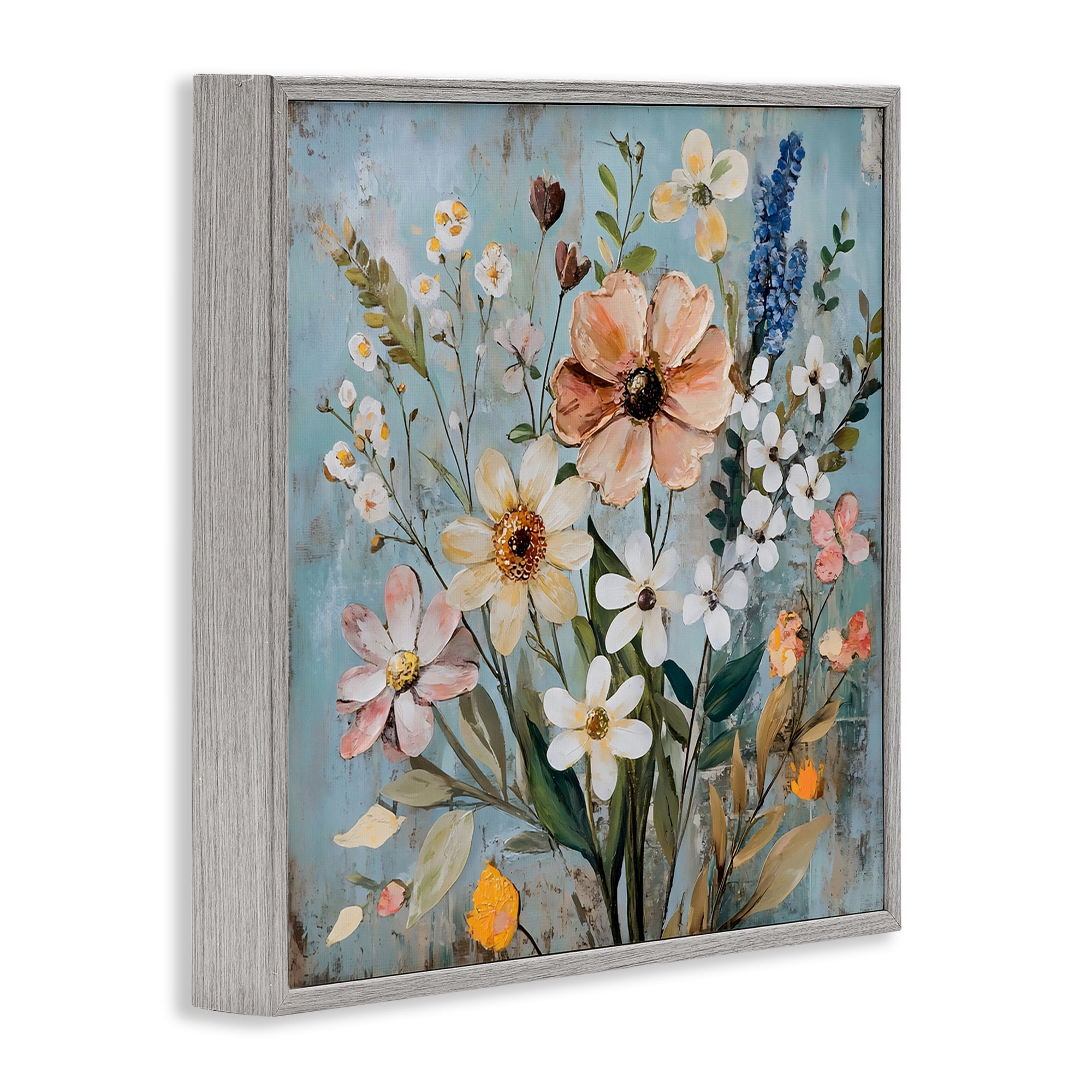 Stupell Industries Wildflower Mix Spring Bouquet Gray Framed Giclee Art, design by Creative Studio