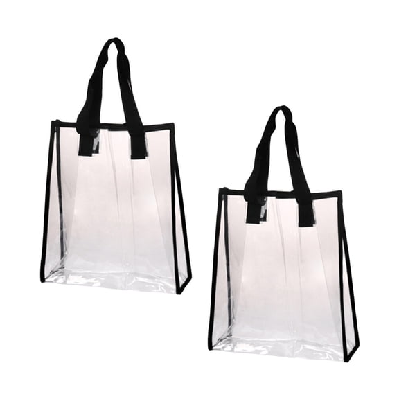 OUNONA 2 Pcs Environmentally Friendly Handbag Transparent Waterproof PVC Clear Bag Tote bag(33x22x10cm)