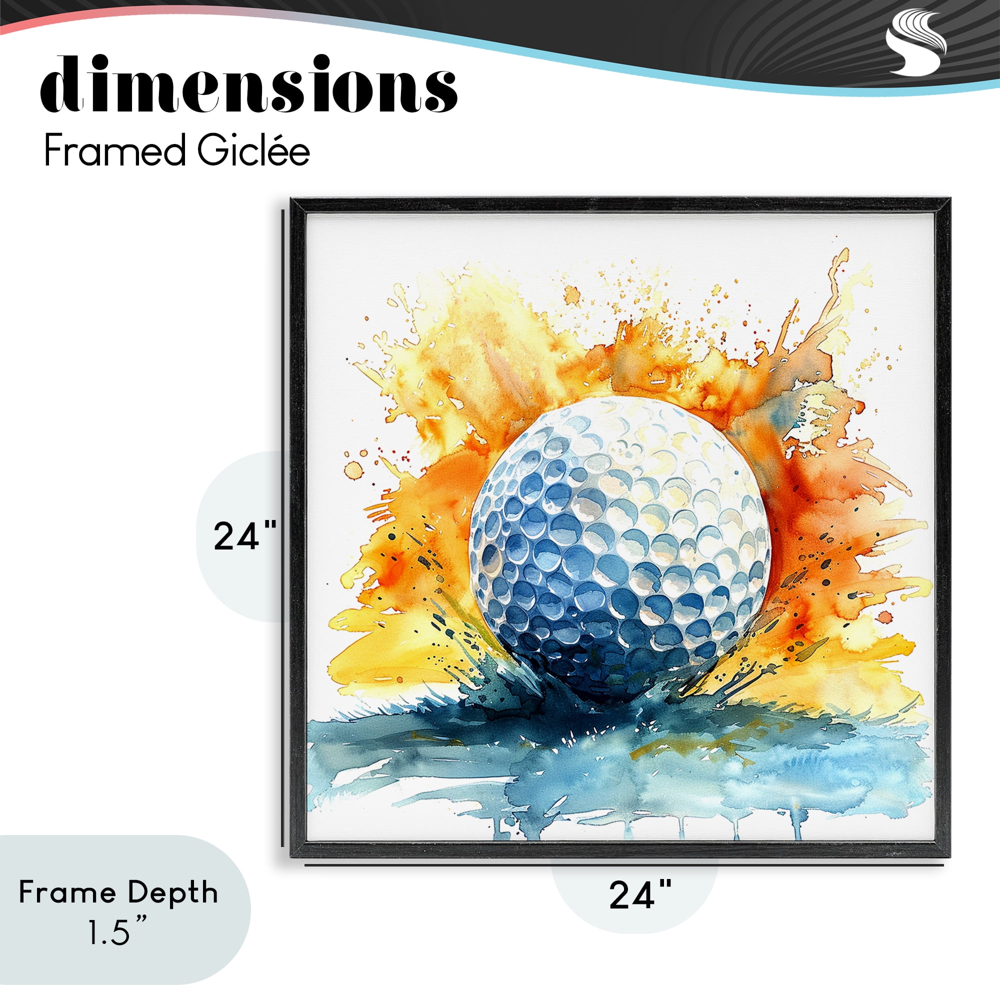 Stupell Industries Golf Splash Watercolor Burst Black Framed Giclee Art, design by LSR Design Studio
