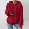 thumbnail image 2 of Women's Casual Drop Shoulder Hooded Sweater Pullover Long Sleeve Drawstring Comfortable Teddy Soft Warm Loungewear, 2 of 7