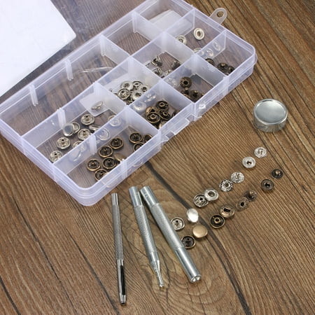 30Pc10mm Snap Fasteners Kit Metal Snap Press Studs Poppers Fasteners Poppers Press Stud Sewing Leather Button with (Best Way To Sew Leather)