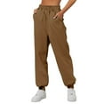 thumbnail image 2 of felwors Sweatpants Women Fleece Pockets Winter Fall Fashion Baggy Lounge Pants Joggers Coffee, M, 2 of 4