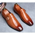 thumbnail image 6 of Santimon Men Single Monk-strap Shoes Formal Business Shoes Square Toe Dress Shoes Stan 9.5 US, 6 of 8