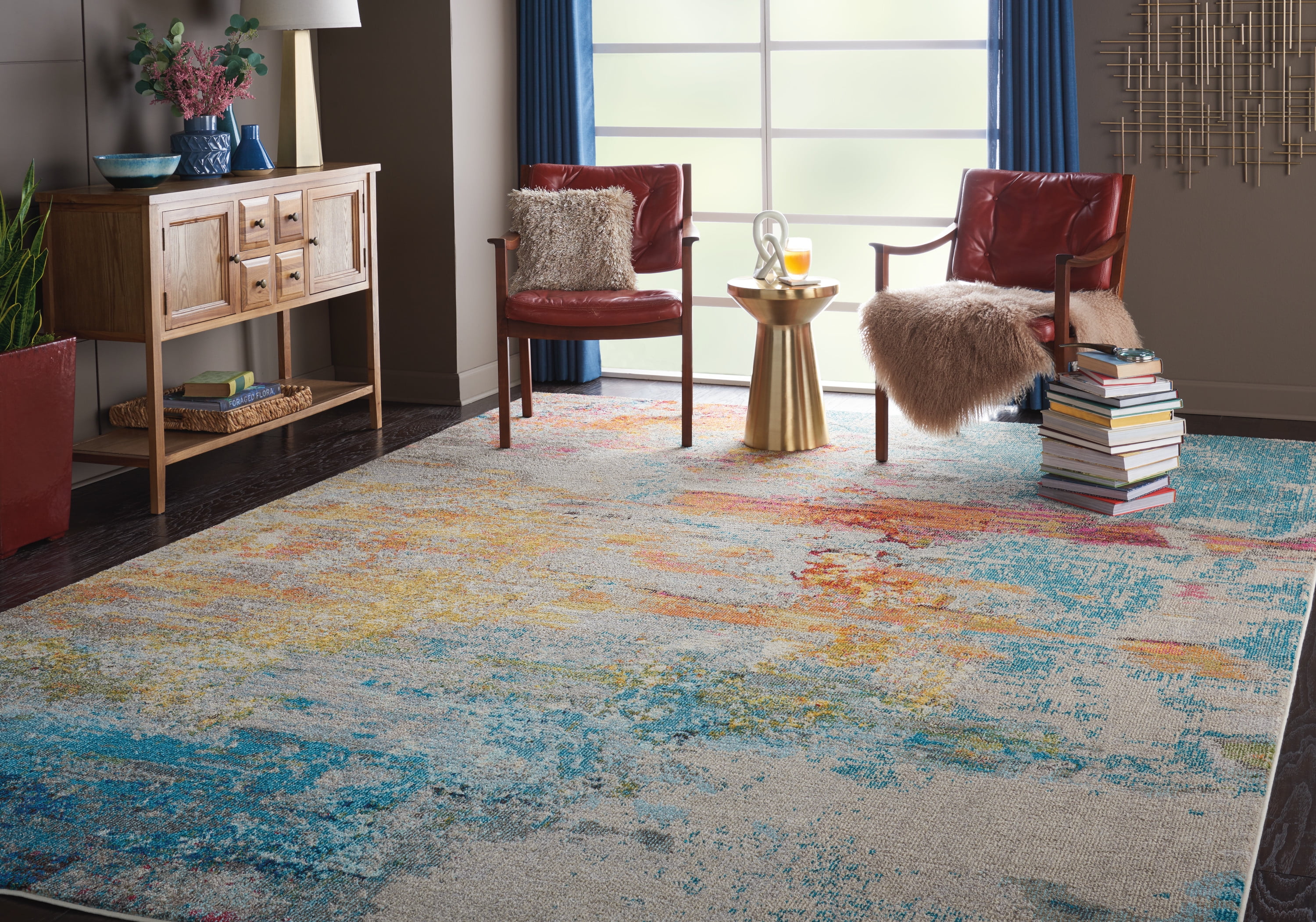 Photo 1 of Nourison Celestial Modern Abstract Area Rug 710 x 106 8x11 Sealife Multicolor Grey