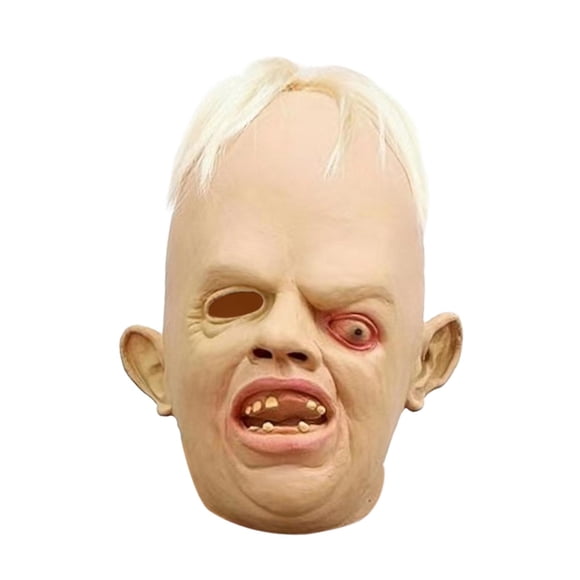 Máscara de cabeza de monstruo de ojos inclinados de terror, cobertura completa para Halloween, máscara de látex creativa de ojos inclinados aterradora
