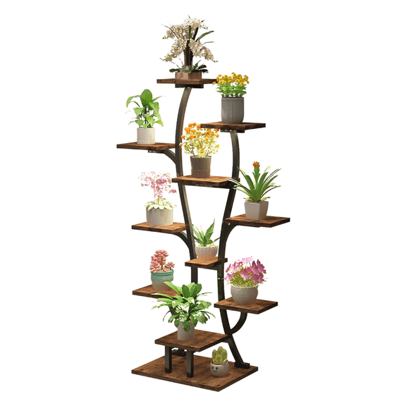 Leumius Plant Stand with Grow Lights, Indoor Plant Shelf, Metal Plant Flower Holder Stand, Vase Shape Plant Rack for Home Patio