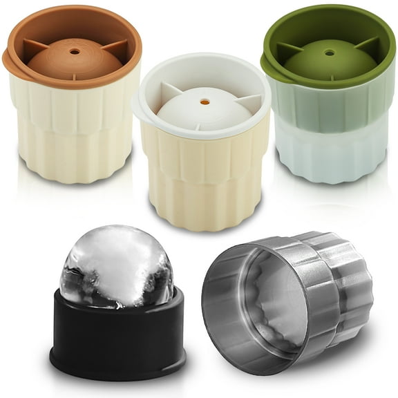 Jeaker Ice Cube Tray Set of 4, Silicone Ice Ball Maker with Lid, Large Ice Ball Molds for Cocktails and Drinks, Easy-Release, BPA-Free