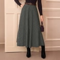 thumbnail image 2 of Stichou Plaid Skirts for Women 2026 Spring Winter Flared Vintage High Waist A Line Midi Tartan Skirts with Pockets Gray L, 2 of 4