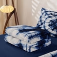 thumbnail image 5 of Erosebridal Classic Spiral Navy Tie Dye Zipper Queen Comforter Set with Fitted Sheet and 2 Pillowcases,Blue White Retro Hippie Zipper Bedding Set For Adults,Navy Blue Reversible,4pcs, 5 of 7