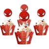 12 pcs Toppers and 12 pcs cake Wrapper, party cake decorations (Spiderman)