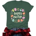 thumbnail image 6 of Maqroz Happy Easter Shirt for Women Cute Easter Eggs Graphic Tees Round Neck Short Sleeve T-shirt Casual Loose Tops, 6 of 7