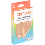 ZenToes Small Gel Toe Caps, 2 Pack, Beige - for Corns, Blisters & Toenails, Size Small