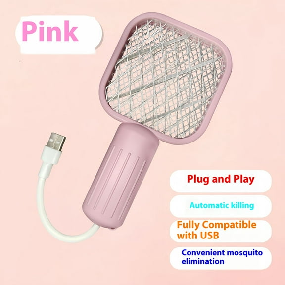 Electric Fly Swatter Racket, Handheld Bug zapper Racket Electric Fly Swatter (pink)